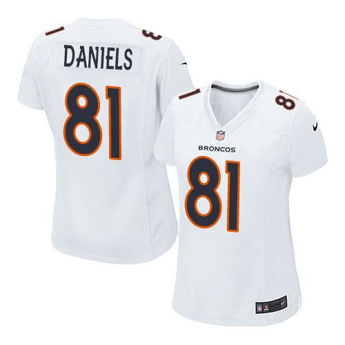  Broncos #81 Owen Daniels White Women's Stitched NFL Game Event Jersey
