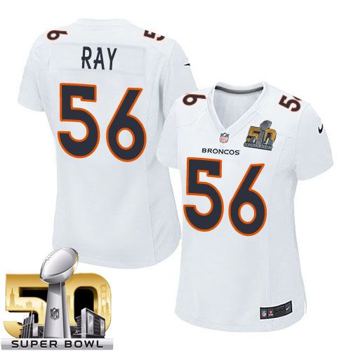  Broncos #56 Shane Ray White Super Bowl 50 Women's Stitched NFL Game Event Jersey
