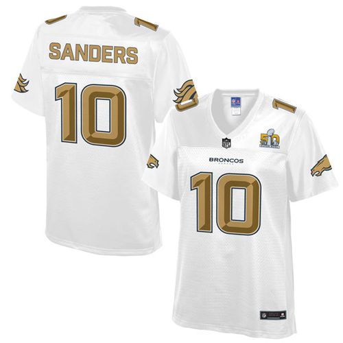  Broncos #10 Emmanuel Sanders White Women's NFL Pro Line Super Bowl 50 Fashion Game Jersey