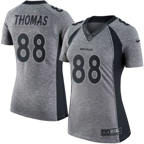  Broncos #88 Demaryius Thomas Gray Women's Stitched NFL Limited Gridiron Gray Jersey