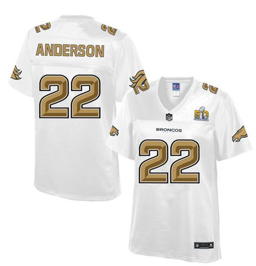  Broncos #22 C.J. Anderson White Women's NFL Pro Line Super Bowl 50 Fashion Game Jersey