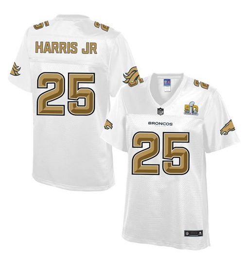  Broncos #25 Chris Harris Jr White Women's NFL Pro Line Super Bowl 50 Fashion Game Jersey