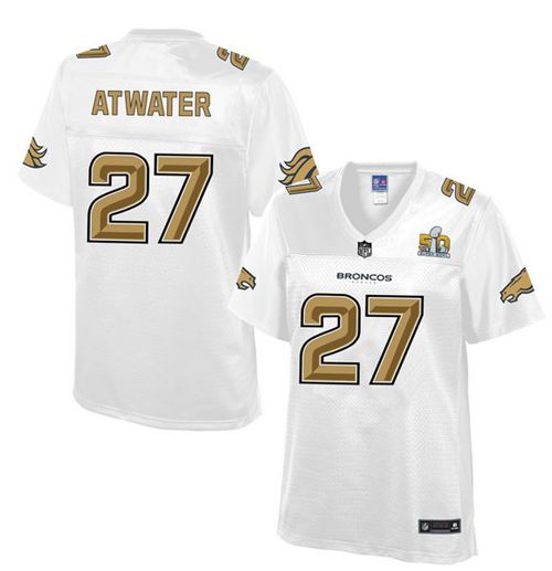  Broncos #27 Steve Atwater White Women's NFL Pro Line Super Bowl 50 Fashion Game Jersey