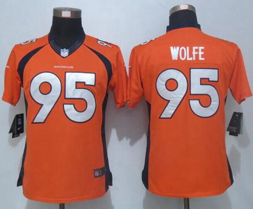  Broncos #95 Derek Wolfe Orange Team Color Women's Stitched NFL New Limited Jersey