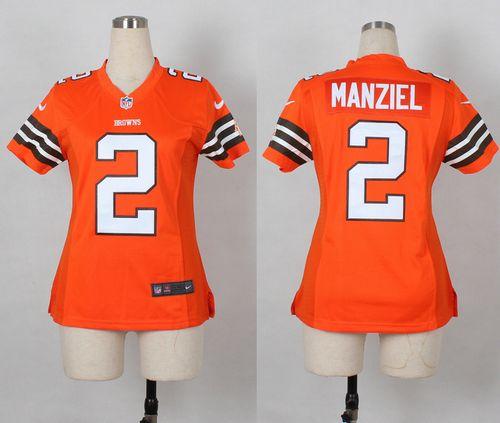  Browns #2 Johnny Manziel Orange Alternate Women's Stitched NFL Elite Jersey