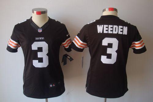  Browns #3 Brandon Weeden Brown Team Color Women's Stitched NFL Limited Jersey