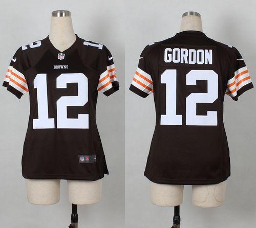  Browns #12 Josh Gordon Brown Team Color Women's Stitched NFL Elite Jersey