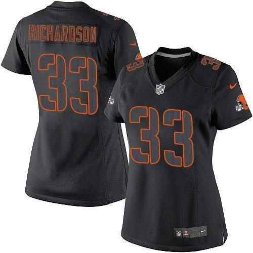  Browns #33 Trent Richardson Black Impact Women's Stitched NFL Limited Jersey