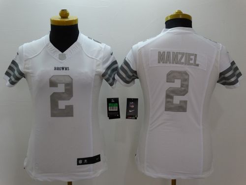  Browns #2 Johnny Manziel White Women's Stitched NFL Limited Platinum Jersey