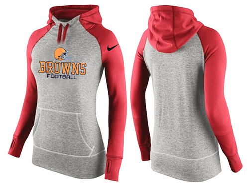 Women's  Cleveland Browns Performance Hoodie Grey & Red_1