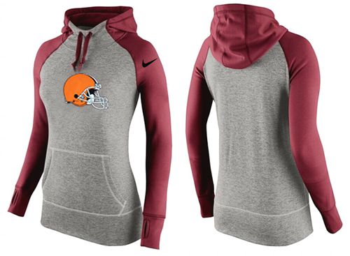Women's  Cleveland Browns Performance Hoodie Grey & Red_3