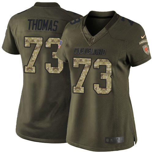  Browns #73 Joe Thomas Green Women's Stitched NFL Limited Salute to Service Jersey