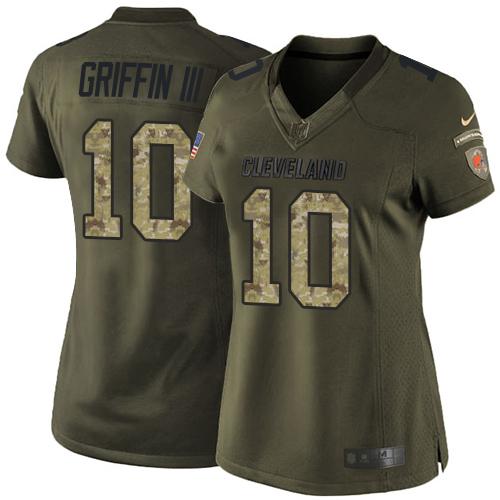  Browns #10 Robert Griffin III Green Women's Stitched NFL Limited Salute to Service Jersey