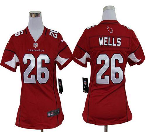  Cardinals #26 Chris Wells Red Team Color Women's Stitched NFL Elite Jersey