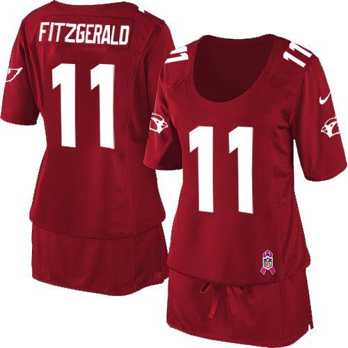  Cardinals #11 Larry Fitzgerald Red Team Color Women's Breast Cancer Awareness Stitched NFL Elite Jersey
