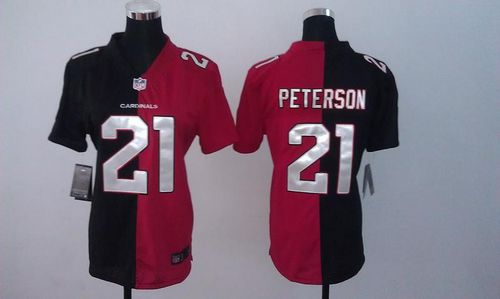  Cardinals #21 Patrick Peterson Black/Red Women's Stitched NFL Elite Split Jersey