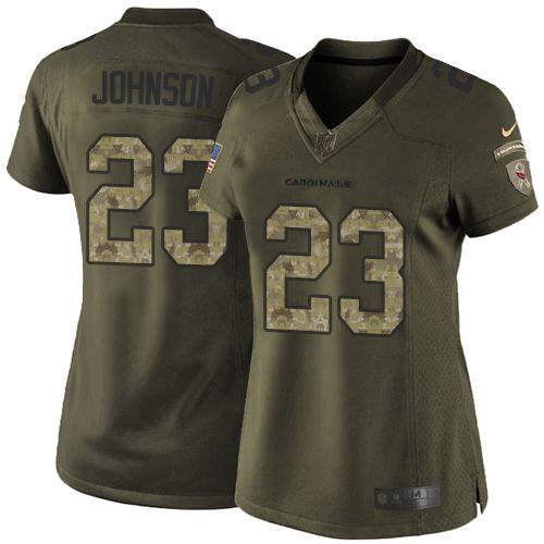  Cardinals #23 Chris Johnson Green Women's Stitched NFL Limited Salute to Service Jersey