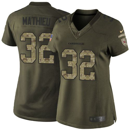  Cardinals #32 Tyrann Mathieu Green Women's Stitched NFL Limited Salute to Service Jersey