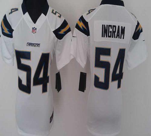  Chargers #54 Melvin Ingram White Women's Stitched NFL Elite Jersey