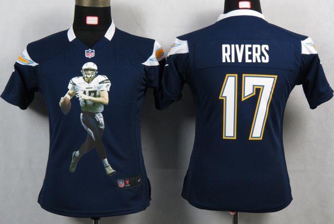  Chargers #17 Philip Rivers Navy Blue Team Color Women's Portrait Fashion NFL Game Jersey