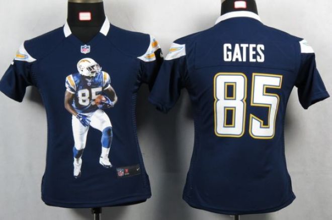  Chargers #85 Antonio Gates Navy Blue Team Color Women's Portrait Fashion NFL Game Jersey