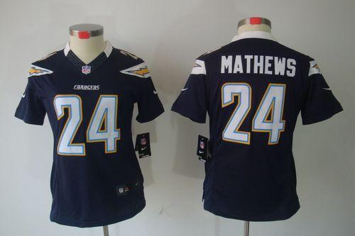  Chargers #24 Ryan Mathews Navy Blue Team Color Women's Stitched NFL Limited Jersey