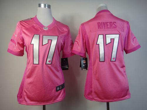  Chargers #17 Philip Rivers Pink Women's Be Luv'd Stitched NFL Elite Jersey
