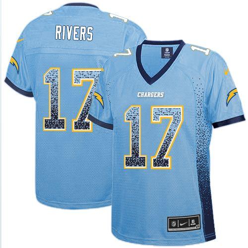  Chargers #17 Philip Rivers Electric Blue Alternate Women's Stitched NFL Elite Drift Fashion Jersey