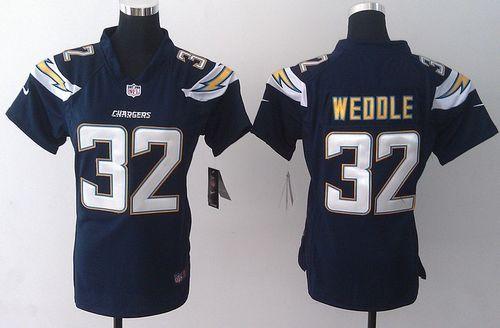  Chargers #32 Eric Weddle Navy Blue Team Color Women's Stitched NFL New Elite Jersey