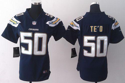  Chargers #50 Manti Te'o Navy Blue Team Color Women's Stitched NFL New Elite Jersey