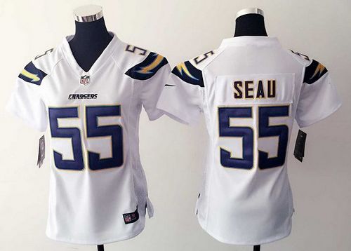  Chargers #55 Junior Seau White Women's Stitched NFL Elite Jersey