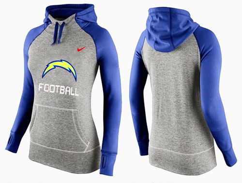 Women's  San Diego Chargers Performance Hoodie Grey & Blue_1