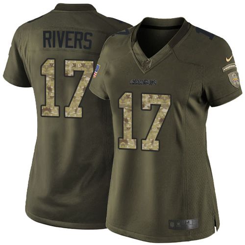  Chargers #17 Philip Rivers Green Women's Stitched NFL Limited Salute to Service Jersey