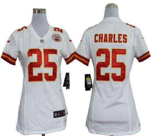  Chiefs #25 Jamaal Charles White Women's Stitched NFL Elite Jersey