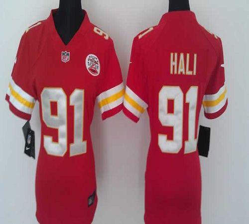  Chiefs #91 Tamba Hali Red Team Color Women's Stitched NFL Elite Jersey