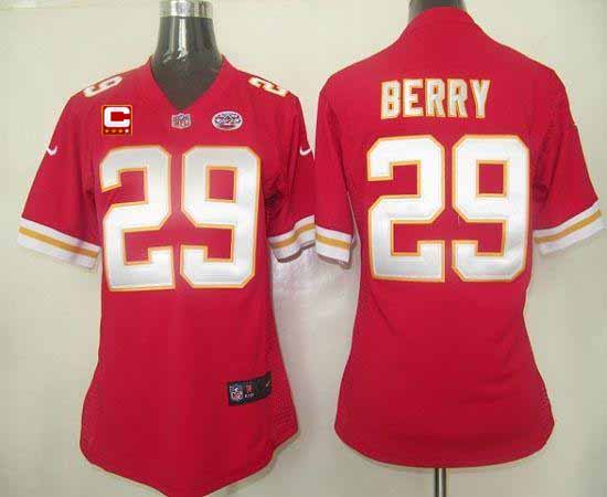 Chiefs #29 Eric Berry Red Team Color With C Patch Women's Stitched NFL Elite Jersey