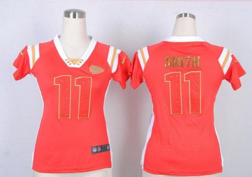  Chiefs #11 Alex Smith Red Team Color Women's Stitched NFL Elite Draft Him Shimmer Jersey