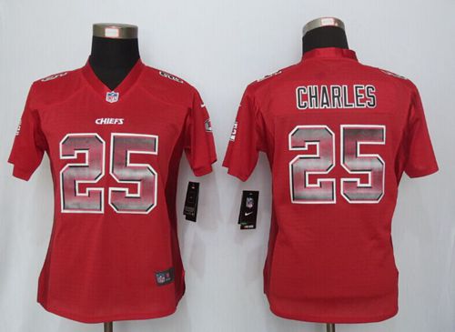  Chiefs #25 Jamaal Charles Red Team Color Women's Stitched NFL Elite Strobe Jersey