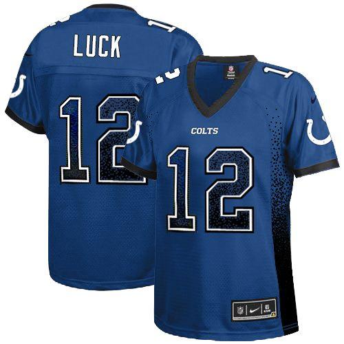  Colts #12 Andrew Luck Royal Blue Team Color Women's Stitched NFL Elite Drift Fashion Jersey