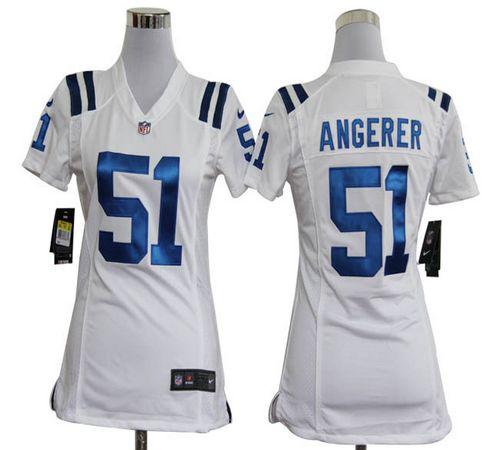  Colts #51 Pat Angerer White Women's Stitched NFL Elite Jersey