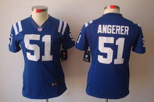  Colts #51 Pat Angerer Royal Blue Team Color Women's Stitched NFL Limited Jersey