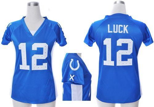  Colts #12 Andrew Luck Royal Blue Team Color Draft Him Name & Number Top Women's Stitched NFL Elite Jersey