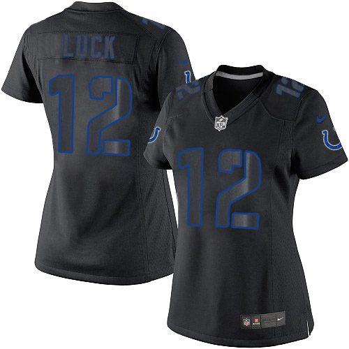 Colts #12 Andrew Luck Black Impact Women's Stitched NFL Limited Jersey