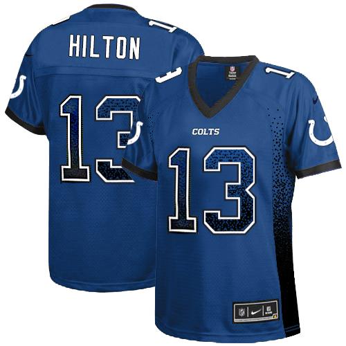  Colts #13 T.Y. Hilton Royal Blue Team Color Women's Stitched NFL Elite Drift Fashion Jersey