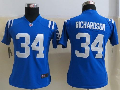 Colts #34 Trent Richardson Royal Blue Team Color Women's Stitched NFL Elite Jersey