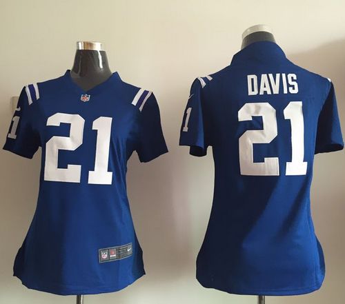  Colts #21 Vontae Davis Royal Blue Team Color Women's Stitched NFL Elite Jersey