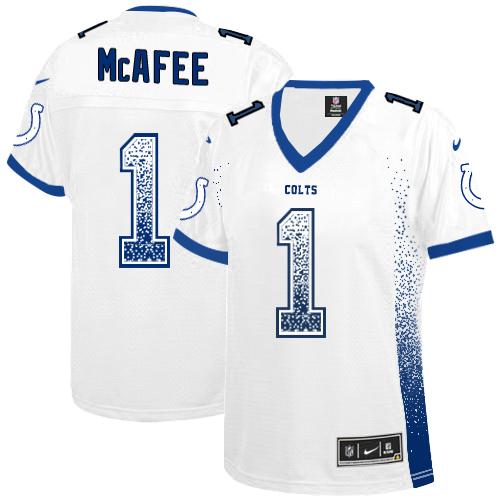  Colts #1 Pat McAfee White Women's Stitched NFL Elite Drift Fashion Jersey