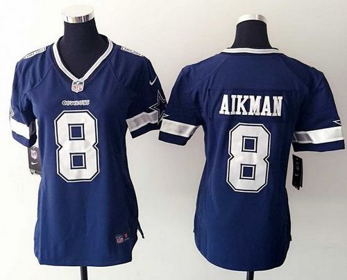  Cowboys #8 Troy Aikman Ware Navy Blue Team Color Women's Stitched NFL Elite Jersey