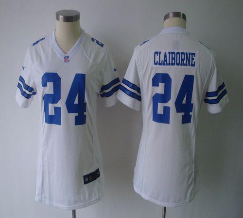  Cowboys #24 Morris Claiborne White Women's NFL Game Jersey