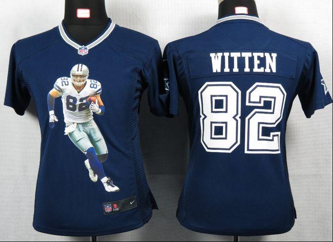 Cowboys #82 Jason Witten Navy Blue Team Color Women's Portrait Fashion NFL Game Jersey